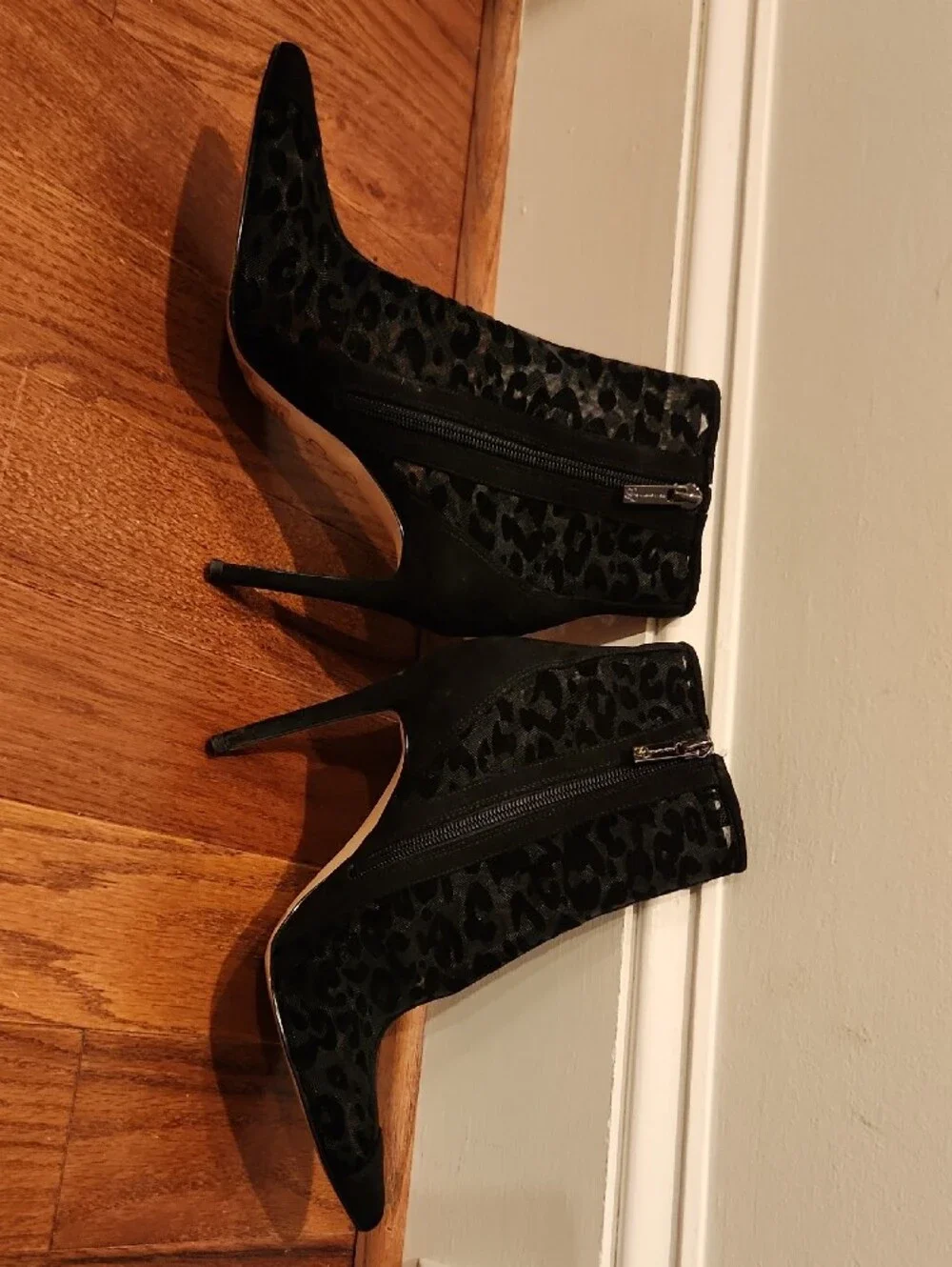 Jessica Simpson Black Leopard Mesh Ankle Booties